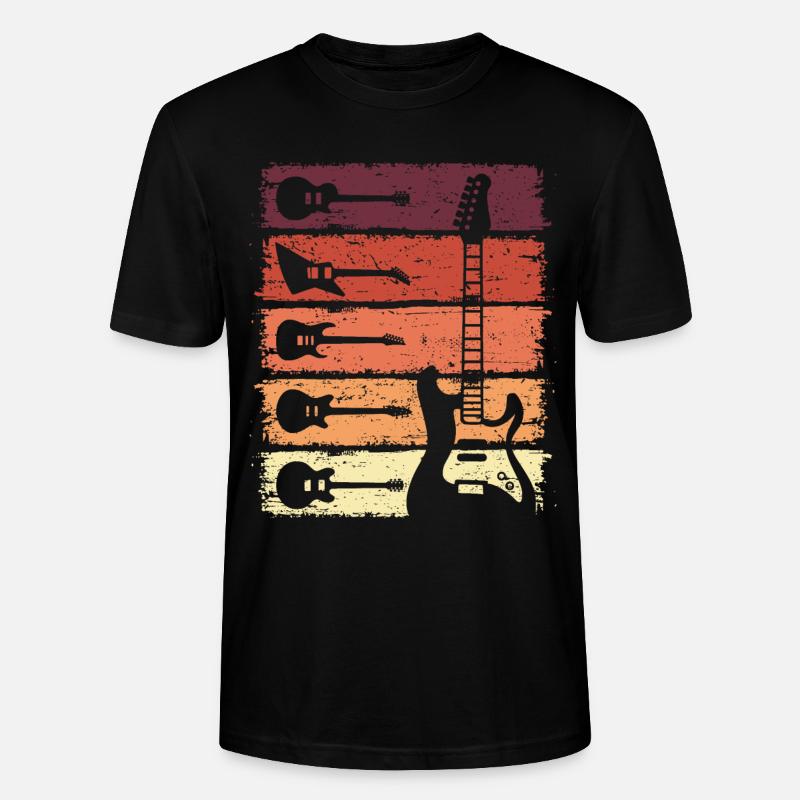 Gitarre Retro E-Gitarre Gitarrist - Stanley/Stella Unisex Bio-T-Shirt CRAFTER - Schwarz
