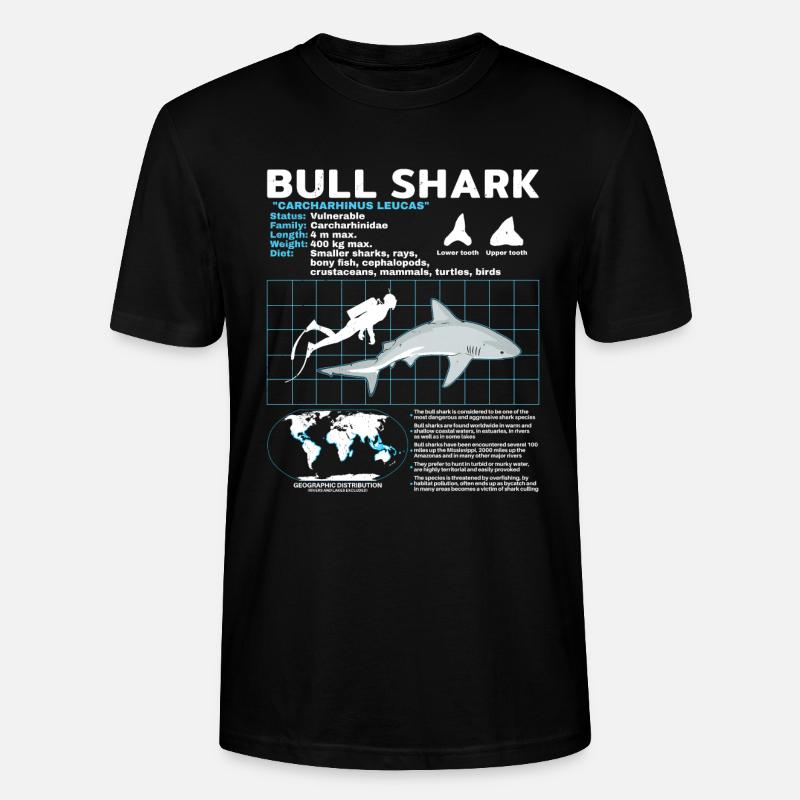 Bull Shark Data Sheet - Stanley/Stella CRAFTER Unisex Organic T-Shirt - black