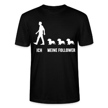 Ich meine Follower Rauhaardackel Dackel Dachshund - Stanley/Stella Unisex Bio-T-Shirt CRAFTER - Schwarz - Vorne - Alina (178cm) & Michal (187cm)