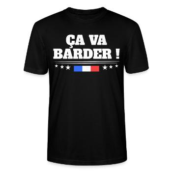 Ça Va Barder Drapeau Français Patriote France - T-shirt bio CRAFTER Stanley Stella Unisexe - noir - Devant - Alina (178cm) & Michal (187cm)