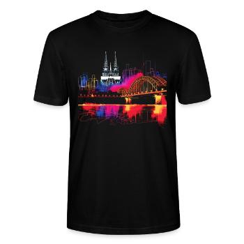 Köln Skyline Kölner Dom Deutschland Stadt Bunt - Stanley/Stella Unisex Bio-T-Shirt CRAFTER - Schwarz - Vorne - Alina (178cm) & Michal (187cm)