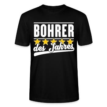 Bohrer des Jahres - Stanley/Stella Unisex Bio-T-Shirt CRAFTER - Schwarz - Vorne - Alina (178cm) & Michal (187cm)