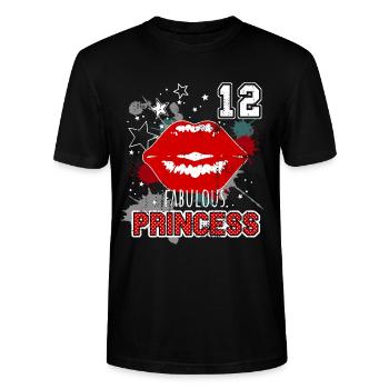 Number 12 kiss birthday girl - Stanley/Stella CRAFTER Unisex Organic T-Shirt - black - Front - Alina (178cm) & Michal (187cm)