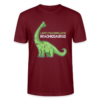 DINO - Stanley/Stella Unisex Bio-T-Shirt CRAFTER - Burgunderrot - Vorne - Alina (178cm) & Michal (187cm)