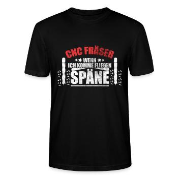 CNC Fräser Dreher Zerspaner Späne lustiger Spruch - Stanley/Stella Unisex Bio-T-Shirt CRAFTER - Schwarz - Vorne - Alina (178cm) & Michal (187cm)