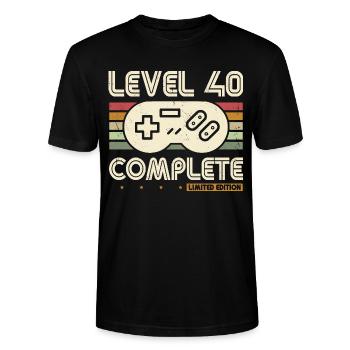 40. Geburtstag Level 40 Complete Retro Geschenk - Stanley/Stella Unisex Bio-T-Shirt CRAFTER - Schwarz - Vorne - Alina (178cm) & Michal (187cm)