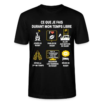 Rugby supporter Joueur Cadeau Humour rugby - T-shirt bio CRAFTER Stanley Stella Unisexe - noir - Devant - Alina (178cm) & Michal (187cm)