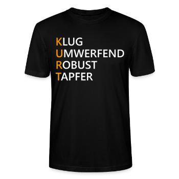 Kurt Name Geschenk - Stanley/Stella Unisex Bio-T-Shirt CRAFTER - Schwarz - Vorne - Alina (178cm) & Michal (187cm)