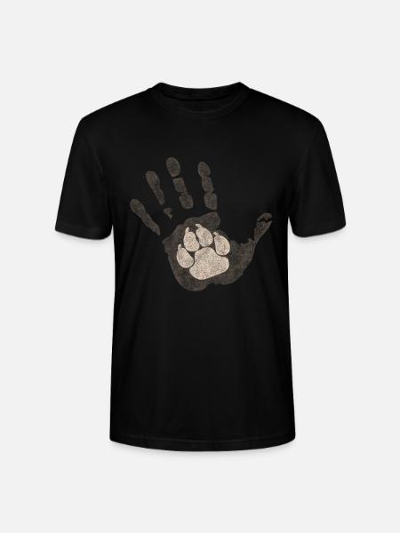 Dog paw in hand - Stanley/Stella CRAFTER Unisex Organic T-Shirt - black