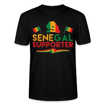 fan les lions de la teranga. Supporter de Sénégal. - T-shirt bio CRAFTER Stanley Stella Unisexe - noir - Devant - Alina (178cm) & Michal (187cm)