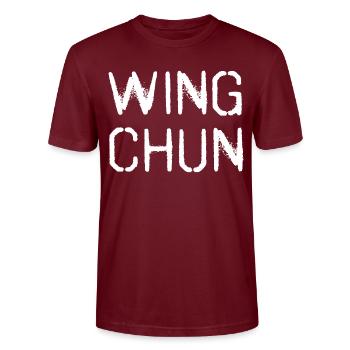 Wing Chun WingTsun Wing-tsun - Stanley/Stella CRAFTER Unisex Organic T-Shirt - burgundy - Front - Alina (178cm) & Michal (187cm)