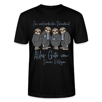 Abschied Kollege Ruhestand Arbeitskollege Rente - Stanley/Stella Unisex Bio-T-Shirt CRAFTER - Schwarz - Vorne - Alina (178cm) & Michal (187cm)