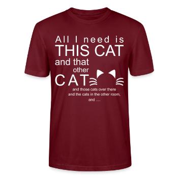 Amoureux des chats - T-shirt bio CRAFTER Stanley Stella Unisexe - bordeaux - Devant - Alina (178cm) & Michal (187cm)