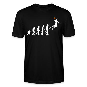 Basketball-Humor Evolution Basketballspieler - Stanley/Stella Unisex Bio-T-Shirt CRAFTER - Schwarz - Vorne - Alina (178cm) & Michal (187cm)