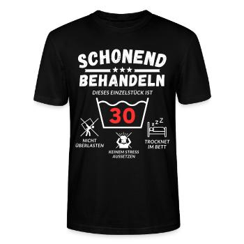 Schonend behandeln - dieses Einzelstück ist 30 - Stanley/Stella Unisex Bio-T-Shirt CRAFTER - Schwarz - Vorne - Alina (178cm) & Michal (187cm)