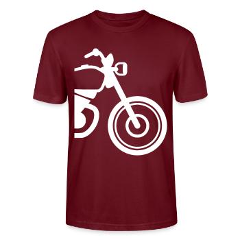 Motorcycle / Bike Front Wheel - Contour White - Stanley/Stella CRAFTER Unisex Organic T-Shirt - burgundy - Front - Alina (178cm) & Michal (187cm)