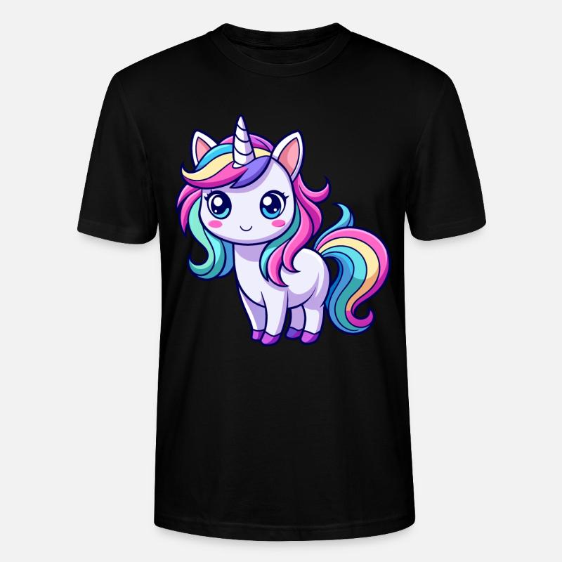 Süßes Regenbogen-Einhorn - Stanley/Stella Unisex Bio-T-Shirt CRAFTER - Schwarz