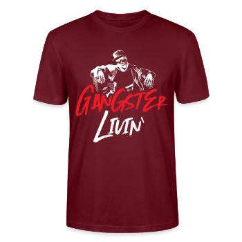 gangsters live - Stanley/Stella CRAFTER Unisex Organic T-Shirt - burgundy - Front - Alina (178cm) & Michal (187cm)