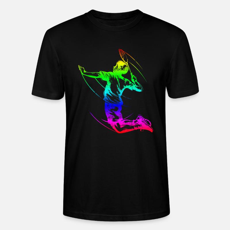 Badminton Spieler Bunt - Stanley/Stella Unisex Bio-T-Shirt CRAFTER - Schwarz