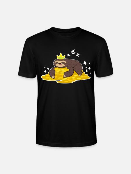 Sloth Stingy Lazy Gold - Stanley/Stella CRAFTER Unisex Organic T-Shirt - black