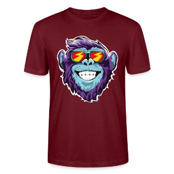 Affe Sonnenbrille Kopf Gesicht - Stanley/Stella Unisex Bio-T-Shirt CRAFTER - Burgunderrot - Vorne - Alina (178cm) & Michal (187cm)