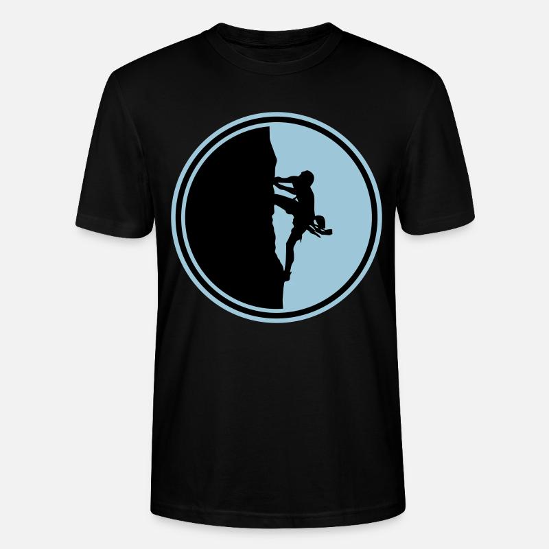 klettern bergsteigen silhouette kreis - Stanley/Stella Unisex Bio-T-Shirt CRAFTER - Schwarz