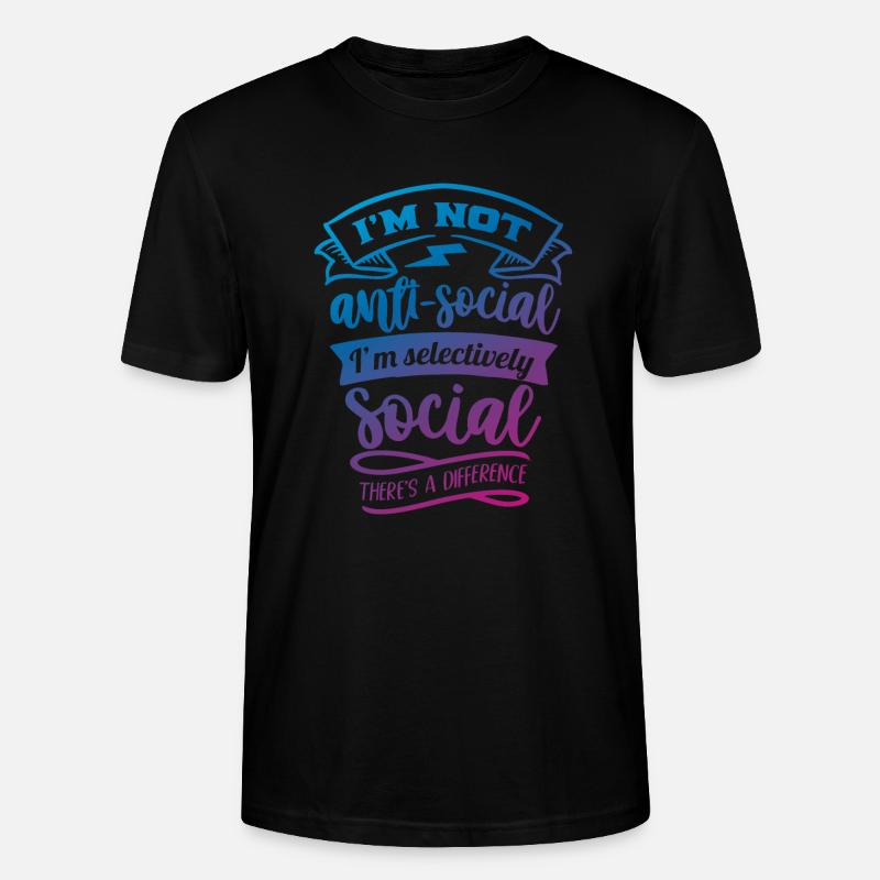 Antisocial - Social sélectif - col - T-shirt bio CRAFTER Stanley Stella Unisexe - noir