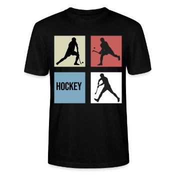 feldhockey hockey retro vintage 7m hockeyspieler - Stanley/Stella Unisex Bio-T-Shirt CRAFTER - Schwarz - Vorne - Alina (178cm) & Michal (187cm)
