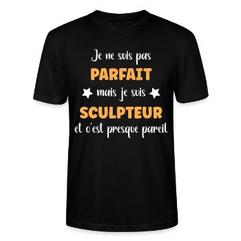 Je ne suis pas parfait mais sculpteur - T-shirt bio CRAFTER Stanley Stella Unisexe - noir - Devant - Alina (178cm) & Michal (187cm)