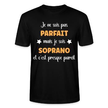 Je ne suis pas parfait mais soprano - T-shirt bio CRAFTER Stanley Stella Unisexe - noir - Devant - Alina (178cm) & Michal (187cm)