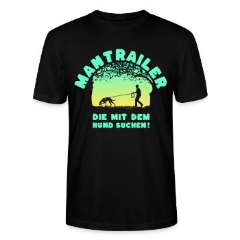 Mantrailer - die mit dem Hund suchen Jagdhund M S - Stanley/Stella Unisex Bio-T-Shirt CRAFTER - Schwarz - Vorne - Alina (178cm) & Michal (187cm)