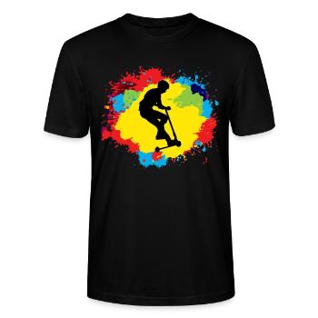 Stunt Scooter Freestyle Scootering Reiten bunt - Stanley/Stella Unisex Bio-T-Shirt CRAFTER - Schwarz - Vorne - Alina (178cm) & Michal (187cm)