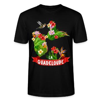 Guadeloupe Magnifique île Fleurs Des Tropiques - T-shirt bio CRAFTER Stanley Stella Unisexe - noir - Devant - Alina (178cm) & Michal (187cm)