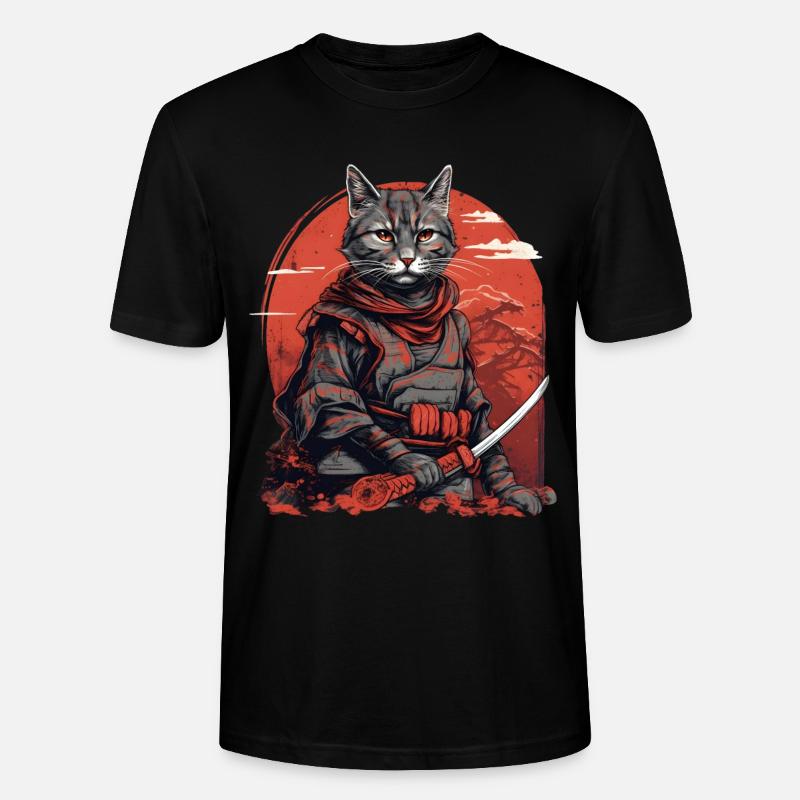 Samurai Katze Japan - Stanley/Stella Unisex Bio-T-Shirt CRAFTER - Schwarz