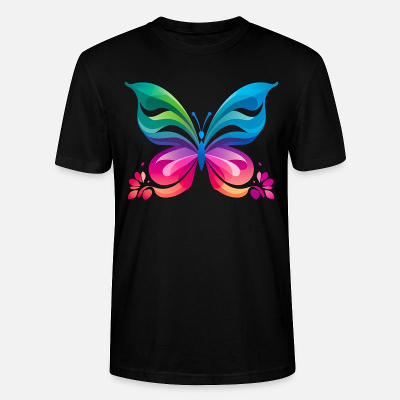 Regenbogen Schmetterling - Stanley/Stella Unisex Bio-T-Shirt CRAFTER - Schwarz
