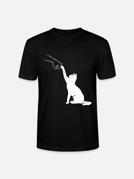 Cat Fist Bump - Stanley/Stella CRAFTER Unisex Organic T-Shirt - black