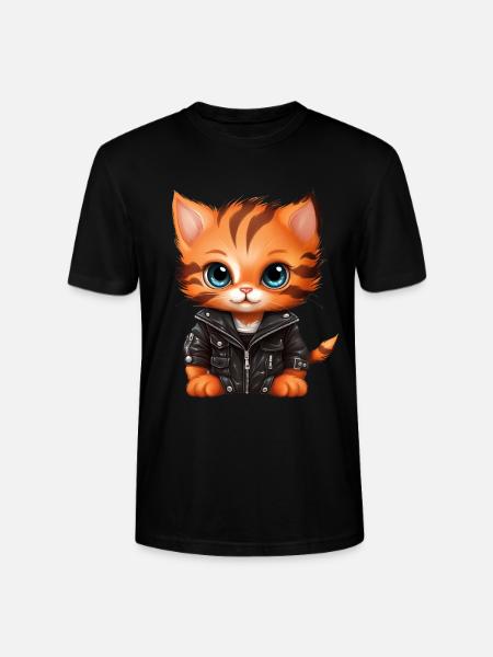 Baby cat in leather jacket - Stanley/Stella CRAFTER Unisex Organic T-Shirt - black