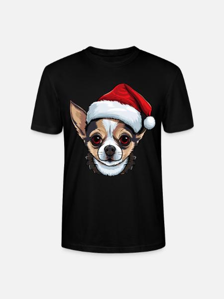 Chihuahua Dog Christmas Head - Stanley/Stella CRAFTER Unisex Organic T-Shirt - black