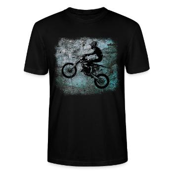 Motorrad Motocross Motorsport Geschenk - Stanley/Stella Unisex Bio-T-Shirt CRAFTER - Schwarz - Vorne - Alina (178cm) & Michal (187cm)