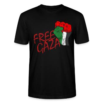 Free Gaza Free Palestine Save Freiheit Palestina - Stanley/Stella Unisex Bio-T-Shirt CRAFTER - Schwarz - Vorne - Alina (178cm) & Michal (187cm)