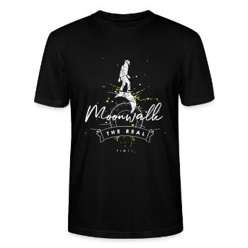 Real Moonwalk in weiss mit Kleckse - Stanley/Stella Unisex Bio-T-Shirt CRAFTER - Schwarz - Vorne - Alina (178cm) & Michal (187cm)