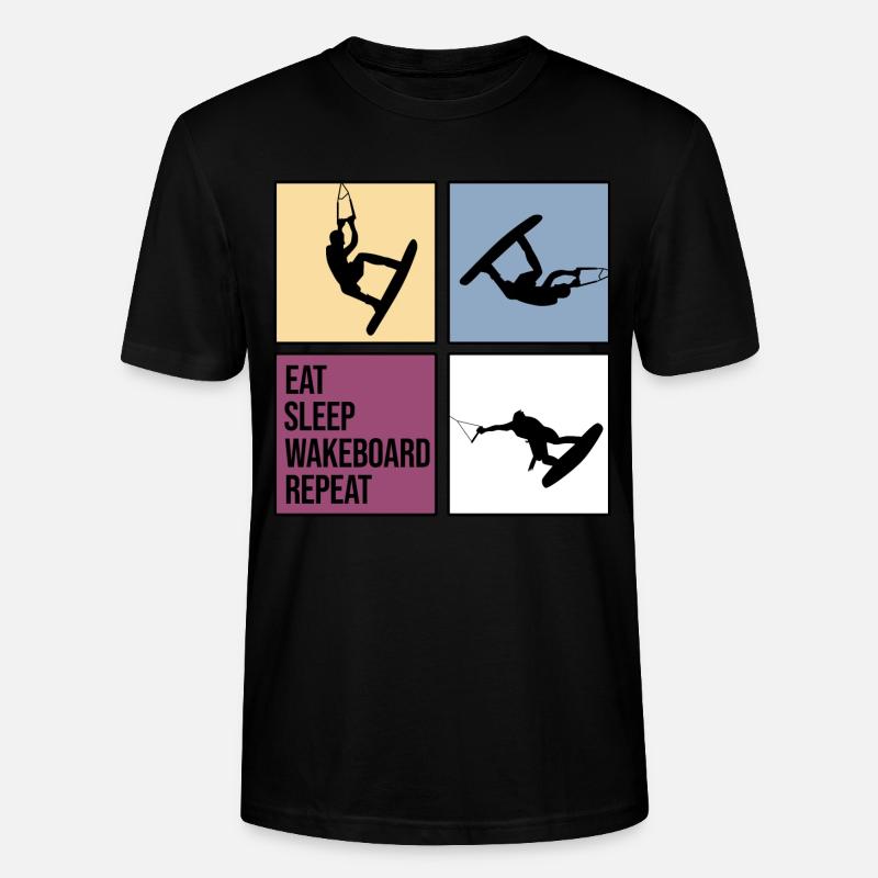 wakeboard wakeboarder cable wasserratte repeat - Stanley/Stella Unisex Bio-T-Shirt CRAFTER - Schwarz