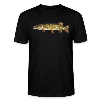 Hecht Fisch - Stanley/Stella Unisex Bio-T-Shirt CRAFTER - Schwarz - Vorne - Alina (178cm) & Michal (187cm)