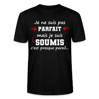 Cadeau pour homme soumis | pas parfait mais - T-shirt bio CRAFTER Stanley Stella Unisexe - noir - Devant - Alina (178cm) & Michal (187cm)
