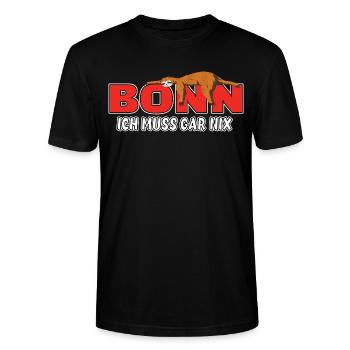 Bonn ich muss gar nix Faultier Heimat - Stanley/Stella Unisex Bio-T-Shirt CRAFTER - Schwarz - Vorne - Alina (178cm) & Michal (187cm)