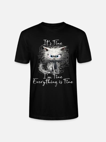 Det er fint, jeg har det fint, alt er fint katteskjorte - Stanley Stella CRAFTER unisex økologisk-T-shirt - sort