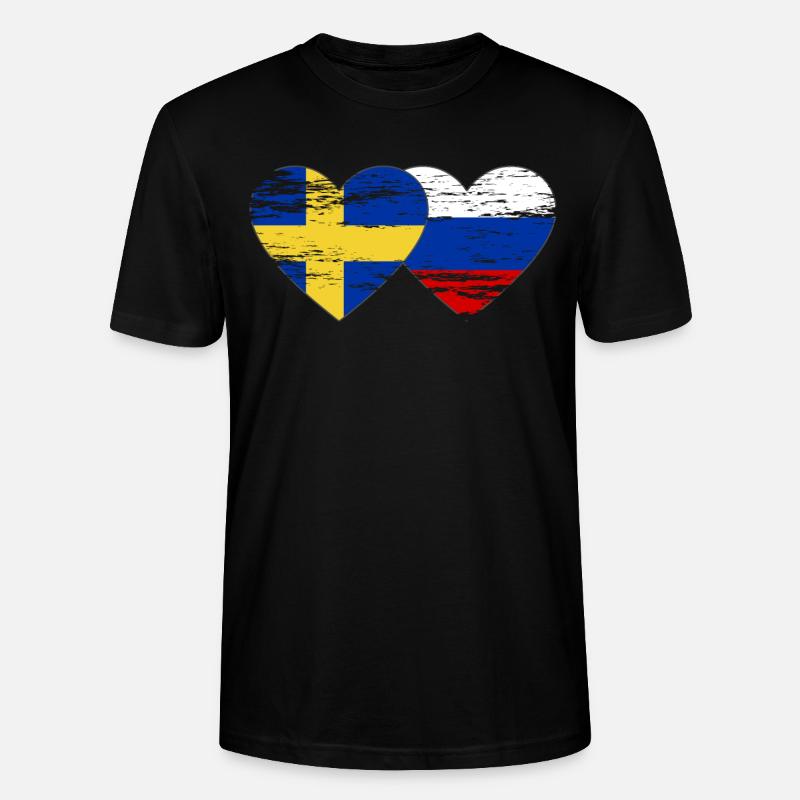 Suède Drapeau russe utilisé - T-shirt bio CRAFTER Stanley Stella Unisexe - noir