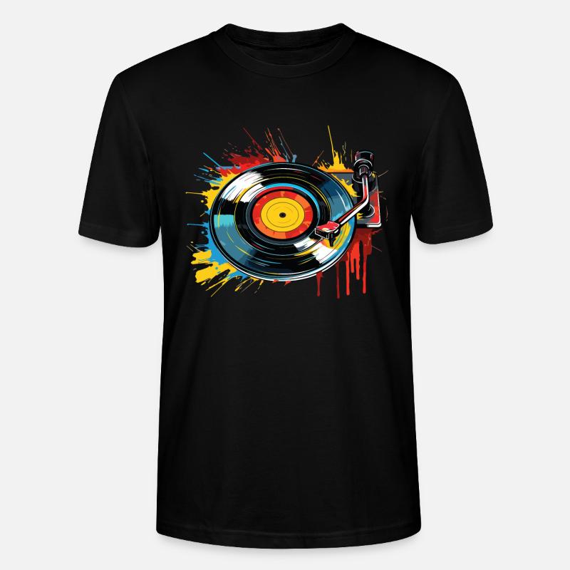Disque Vinyle LP Platine Rétro - T-shirt bio CRAFTER Stanley Stella Unisexe - noir