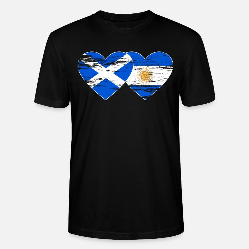 Ecosse Argentine Drapeau Coeur Utilisé - T-shirt bio CRAFTER Stanley Stella Unisexe - noir