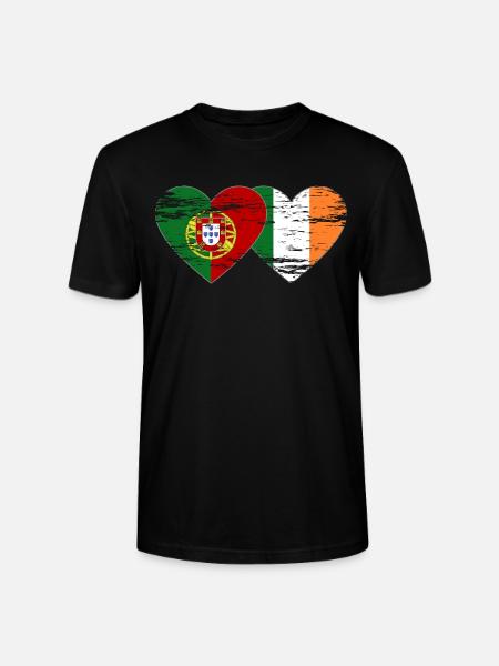 Portugal Ireland Flag Used - Stanley/Stella CRAFTER Unisex Organic T-Shirt - black